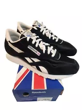 Reebok Classic Leather Nylon Black White Men's 12 New With Box