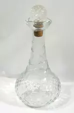 "Scotch, Whiskey, Brandy" 50's VTG Heavy Glass Decanter w/stopper All Original