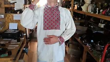 Ethnic Ukrainian Shirt Vyshyvanka Vintage Hand Stiching Early 1900s