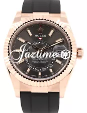 Rolex Sky-Dweller 42mm Rose Gold Rhodium Index Rubber Oysterflex 326235 NEW