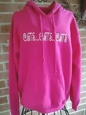 Women's Hooded Sweatshirt Pink Embroidered Cats Cats Cats! Size S Cat Lover