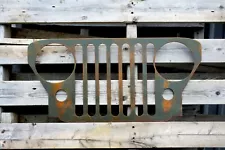 1945-1949 Willys Jeep CJ-2A Army Green/Rust Patina Grille Wall Plasma Art