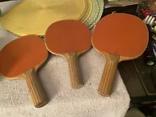 Set Of Three Paddle Boards Rubberize And Wooden Handles