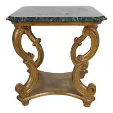 Early 20th Century Italian Rococo Style Carved Giltwood Accent Table with Marbl