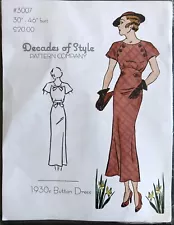 NEW Vintage Decades of Style 1930's Button Dress Sewing Pattern 3007 One Size