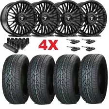 FITS LINCOLN NAVIGATOR 24 BLACK WHEEL LEXANI TIRE PACKAGE NEW F-150 FLOATING CAP