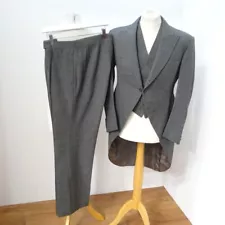 Moss Bros Vintage Grey Wool Morning 3 Piece Suit 39R