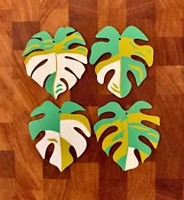 Variegated Monstera Albo Set of Four Coaster Set