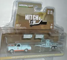 1968 Chevy C-10 Short bed Gulf tandem trailer 1:64 Greenlight Hitch & Tow