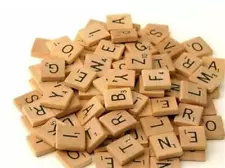 100 Wood Lettter Scrabble Tiles from Old Scrabble Game