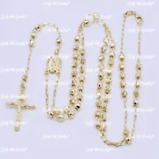 Real 14K Yellow gold Rosary Necklace Crucifix 10.70 grams 24 inch Brand new