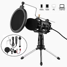 Condenser Microphone Mic Kit Broadcasting Studio Recording for PC Laptop S0E1