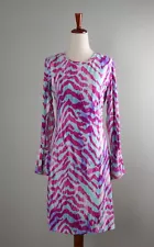 IBKUL $128 Stretch Athletic Casual Tiger Striped Bell Sleeve Dress Size Small