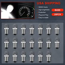 20Pcs BA9s 1895 H6W 53 57 Bayonet LED Light Bulbs for Instrument Dash Bulb White