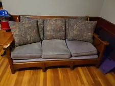 Early MCM (1930s) Couch with Collapsible Tables Attached