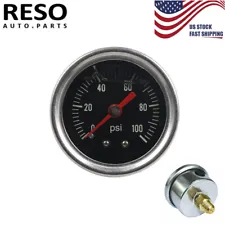 Universal Fuel Pressure Gauge Liquid 0-100psi Oil Pressure Gauge 1/8" NPT