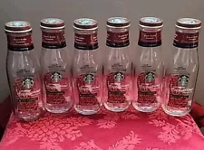 6 STARBUCKS Empty Clean Frappuccino 13.7oz Glass Bottles Lids Labels Crafts Stor