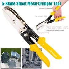 5-Blade Hand Crimper Sheet Metal Tool for 24-28 Gauge Duct Downspout Stove Pipe