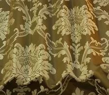 Platinum/Stone Damask Jacquard 100% Silk Fabric 54" Wide, By The Yard (JD-44150)