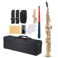 Professional Brass Straight Soprano Saxophone Bb B Flat Woodwind Instrument J5P9