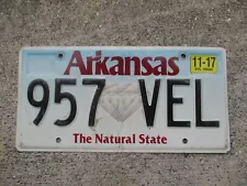 Arkansas 2017 Diamond license plate # 957 VEL