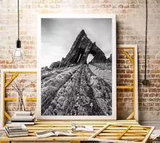 Black and White Print of Black Church Rock | North Devon Photography for Sale -