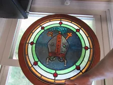 Architectural Salvage Church Stained Glass Window Round Antique 18”