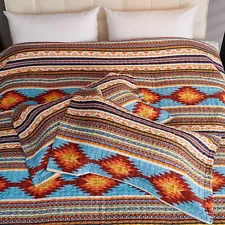 3 PCS Oversize Rustic Southwestern Quilt Set Western Bedding Bedspread Set SS03