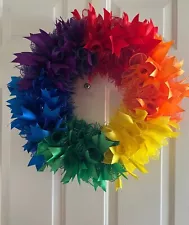 16 X16 Deco mesh rainbow Wreath. MADE TO ORDER