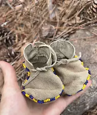 Doll / Child's Hand Made Moccasins - 3-1/2" x 2" - Modern