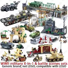 WW2 Military Many in 1 Model World War Battle Scenes Building Blocks for Lego