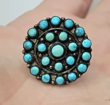 Size 7.75 Snake Eyes Turquoise Sterling Navajo Vintage Ring