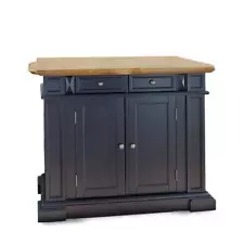 HOMESTYLES Kitchen Islands Dropleaf Top Rectangle Wood Framed Classic Black