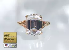 Emerald cut shape ring , Size 4.75 ,10k gold ring ,4 carat certified Moissanite