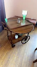 antique tea cart pull up side with glass table took: