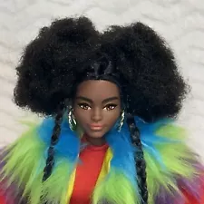 BARBIE EXTRA African American Doll #1 with Afro Puffs Braids Red Outfit Boots