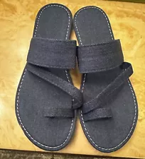 Navy Blue Denim Ladies Toe Sandals Size 38