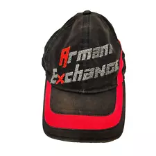 Armani Exchange Mens Ball Cap Hat Black Red Adjustable Strapback Embroidered