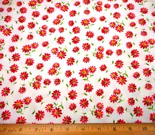 Floral Fabric By The Yard SALE Pink Daisy on White Michael Miller Cotton Vtg #PC