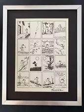 CHARLES SCHULZ + Signed Vintage 1968 Peanuts SNOOPY Cartoon + New Frame