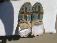 Antique Beaded Moccasins, Sinew sewn, Cheyenne ?