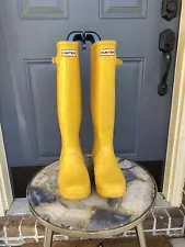 Hunter Original Tall Rain Boots Yellow Wellington Wellies Women’s Size 8