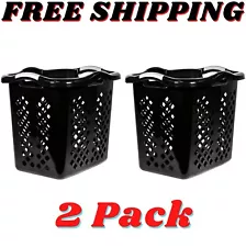 Home Logic 2 Bushel Lamper Plastic Laundry Basket with Silver Handles, 2 Pack