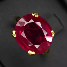 Estate Pigeon Blood Ruby Oval 10.50Ct 925 Sterling Silver Handmade Rings Size 6