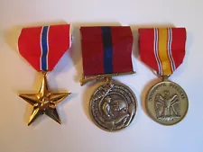 Vietnam War Era, USMC Full Size Medals, Bronze Star, Good Conduct, Nat. Defense