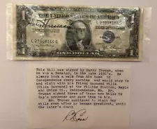 Autographed One Dollar Bill HARRY TRUMAN President 1930's