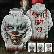 Horror Clown Pennywise You'll Float Too 3D Hoodies US Size Fathers Day Gift