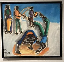 Original Vintage Afro Brazilian Capoeira Martial Arts Brasil Brazil Painting