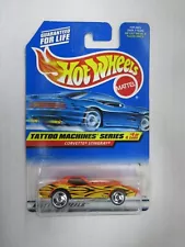 1997 1998 Hot Wheels Tattoo Machines Corvette Stingray - SB Sawblade Wheels