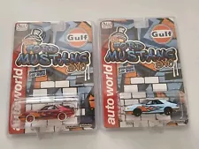 Auto World Lot 2 Jcar Diecast Exclusive Gulf 1985 Ford Mustang Ltd Edt CHASE